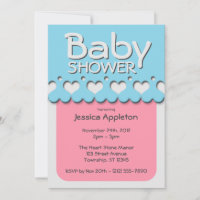 Heart Ribbon Pattern Pink & Blue Baby Shower