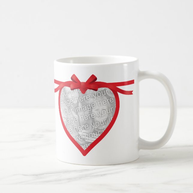 Heart Ribbon Photo Frame Coffee Mug (Right)