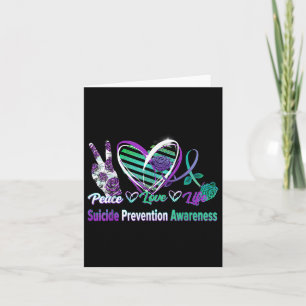 Heart Ribbon Rose Peace Love Mental Health Suicide Card