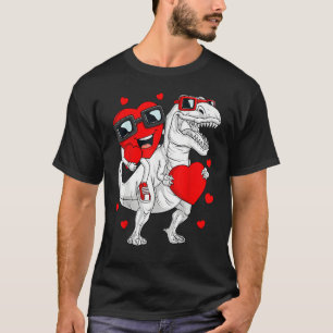 Heart Riding Dinosaur Rex Valentines Day Boys Kid T-Shirt