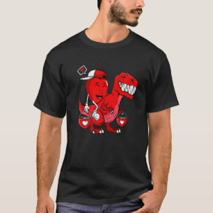 Heart Riding Dinosaur Valentines Day Rex Love Boys T-Shirt