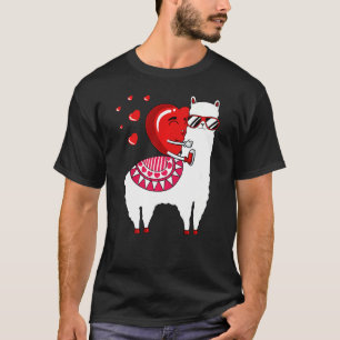 Heart Riding Llama Valentines Day Alpaca Animal Lo T-Shirt