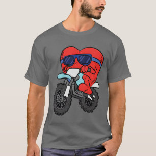 Heart Riding Motorcycle Valentines Day Dirt Bike L T-Shirt