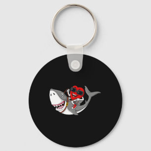 Heart Riding Shark Valentine's Day Fun Boys Girls  Key Ring