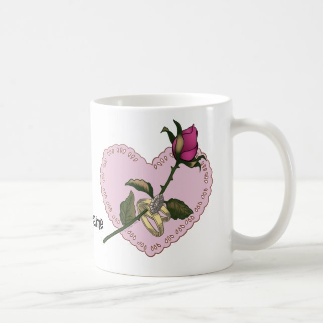 Heart Rings Rose wedding mugs (Right)