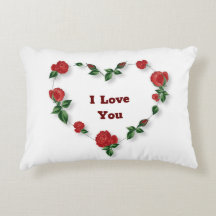 Heart Roses Valentine Accent Pillow