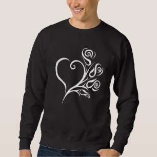 Heart Roses  White Sweatshirt