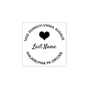 Heart Round Rubber Stamp