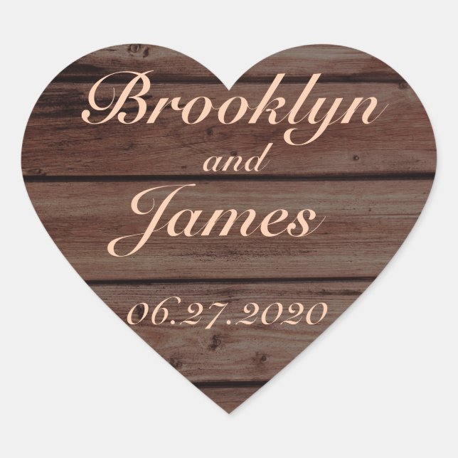 Heart Rustic Wedding Stickers (Front)