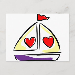 Heart Sailboat Postcard
