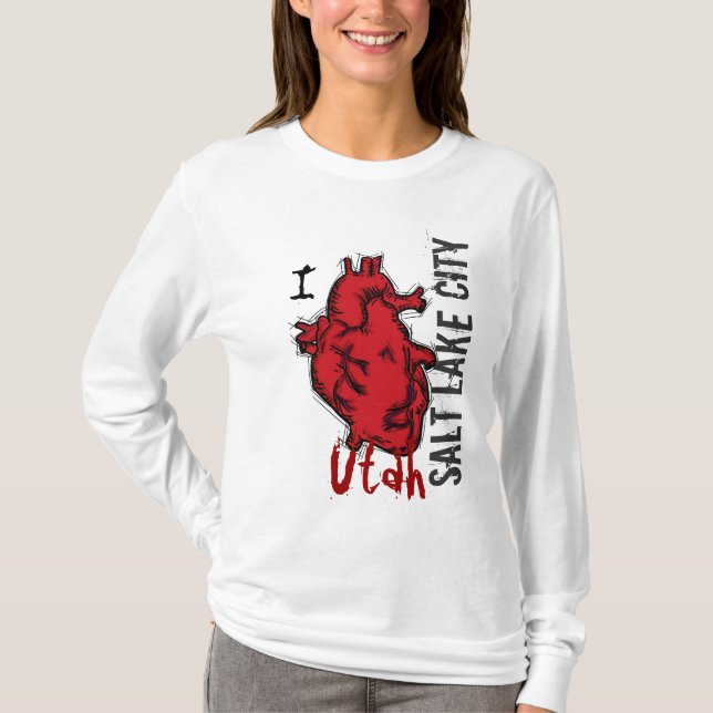 Heart Salt Lake City Utah ladies hoodie T-Shirt (Front)
