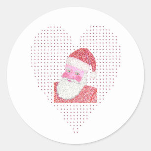 Heart Santa Claus holiday Stickers in Pointillism