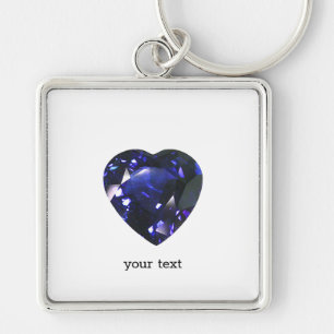 Heart Sapphire Blue Key Ring