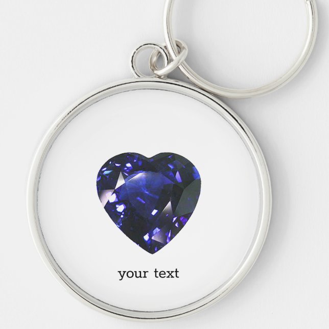 Heart Sapphire Blue Key Ring (Front)