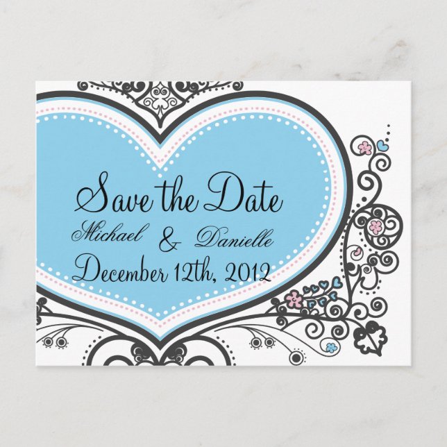 Heart Save the Date Postcard (Front)