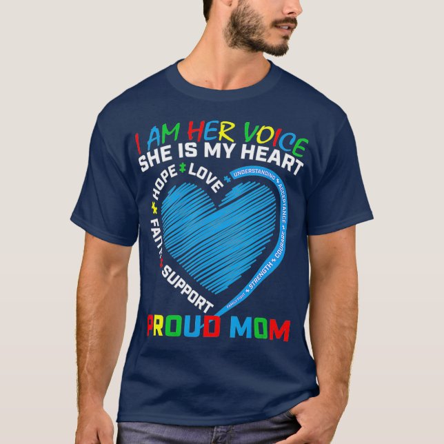 Heart Sayings Mother Wear Blue Daughter Autism T-Shirt (Front)
