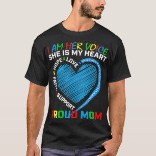 Heart Sayings Mother Wear Blue Daughter Autism T-Shirt