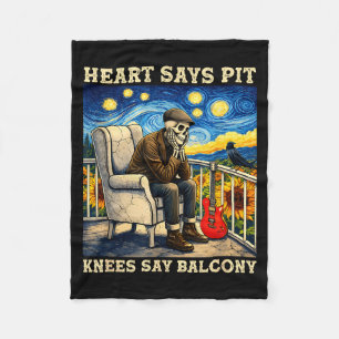Heart Says Pit Knees Say Illustration Fleece Blanket