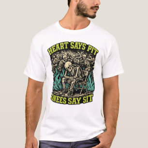 Heart Says Pit Knees Say Sit Aging Rocker Concert  T-Shirt