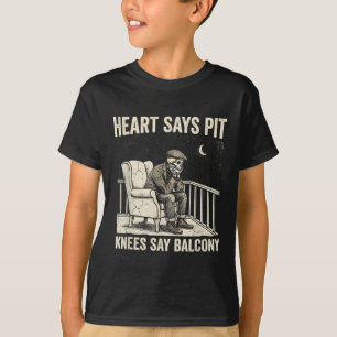 Heart Says T Knees Say Balcony Funny Old Men Music T-Shirt