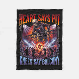Heart Says T Knees Say Balcony Funny Old Skeleton  Fleece Blanket