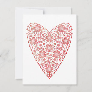 Heart Scandinavian Red White Valentine's Card