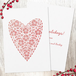Heart Scandinavian Red White Winter Holiday Card