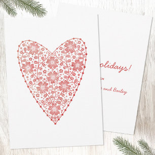 Heart Scandinavian Red White Winter Holiday Card