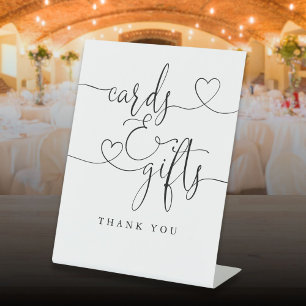 Heart Script Black And White Cards And Gifts Pedestal Sign