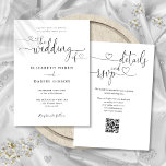 Heart Script Black And White QR Code Wedding Invitation<br><div class="desc">This elegant black and white wedding invitation featuring heart script calligraphy can be personalised with your information in chic typography with your wedding website details and your QR code on the reverse. Designed by Thisisnotme©</div>