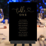 Heart Script Black Gold Table Number Seating Chart<br><div class="desc">These elegant black and gold heart script double-sided table number seating chart cards are perfect for all celebrations. Designed by Thisisnotme©</div>