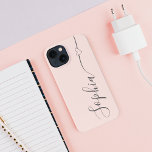 Heart Script Calligraphy Blush Pink iPhone 13 Case<br><div class="desc">Cute and modern script with hearts.</div>