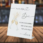 Heart Script & Champagne Bridal Shower Mimosa Bar Pedestal Sign<br><div class="desc">Celebrate your bridal shower with this elegant pedestal sign,  featuring watercolor champagne glasses,  heart calligraphy & custom text of your choice. Easily add your own text by clicking on the "personalise" option.</div>