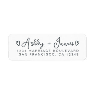 Heart Script Couple Return Address Label