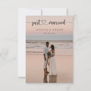 Heart Script Just Married Announcement Invite