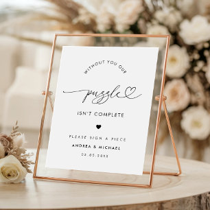 Heart Script Minimalist Guestbook Wedding Sign