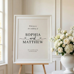 Heart Script Minimalist Wedding Welcome Sign