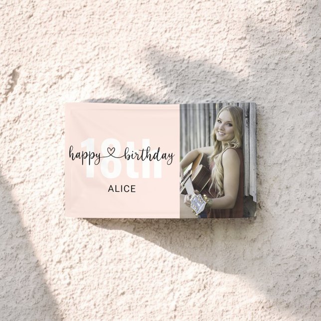 Heart Script Photo Happy Birthday  Banner (Creator Uploaded)