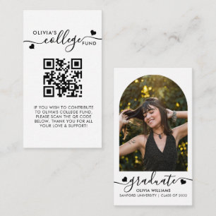 Heart Script QR Code College Fund Arch Photo Grad Enclosure Card