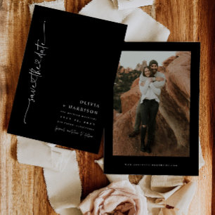 Heart Script Save The Date Announcement Photo Card