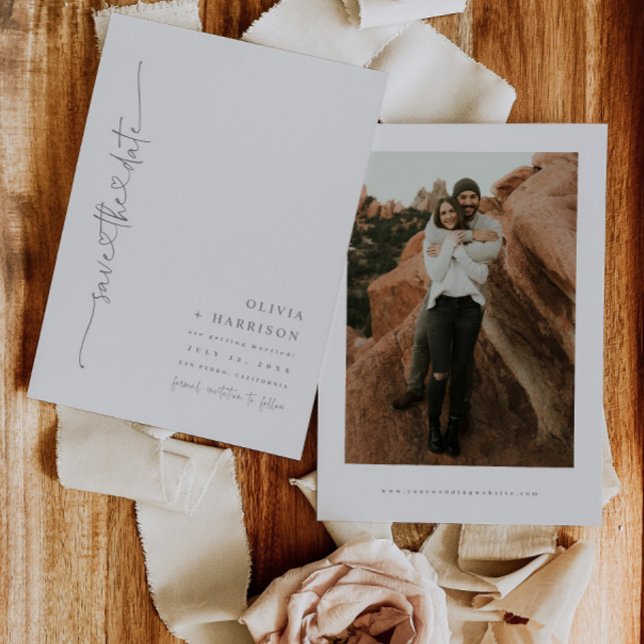 Heart Script Save The Date Announcement Photo Card (Creator Uploaded)