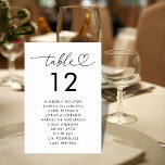 Heart Script Seating Chart Names Minimal Wedding Table Number<br><div class="desc">Decorate your wedding tables with this modern,  stylish card,  featuring heart script and custom text of your choice. Easily add your own details by clicking on the "personalise" option.</div>