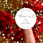 Heart Script Throw Me Wedding Petal Toss Editable Classic Round Sticker<br><div class="desc">Encourage your guests to throw some petals on the newlyweds with these elegant stickers,  featuring heart script and editable text. Easily customise it by clicking on the "personalise" option.</div>
