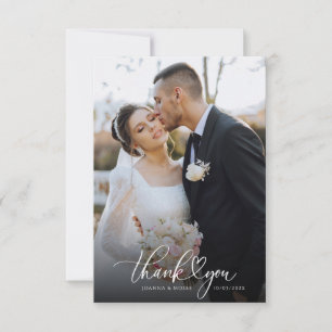 Heart Script Typography Wedding Thank You Card