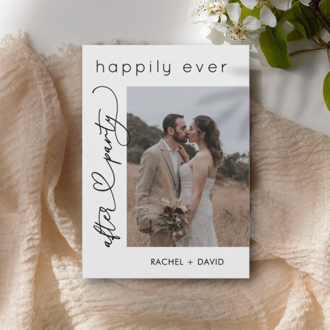 Heart Script We Eloped Photo Wedding Reception Invitation (Creator Uploaded)