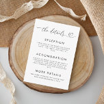 Heart Script Wedding Details Minimalist White Enclosure Card<br><div class="desc">These elegant wedding enclosure cards would make a wonderful addition to your wedding supplies. Easily add your own details by clicking on the "personalise" this template option.</div>