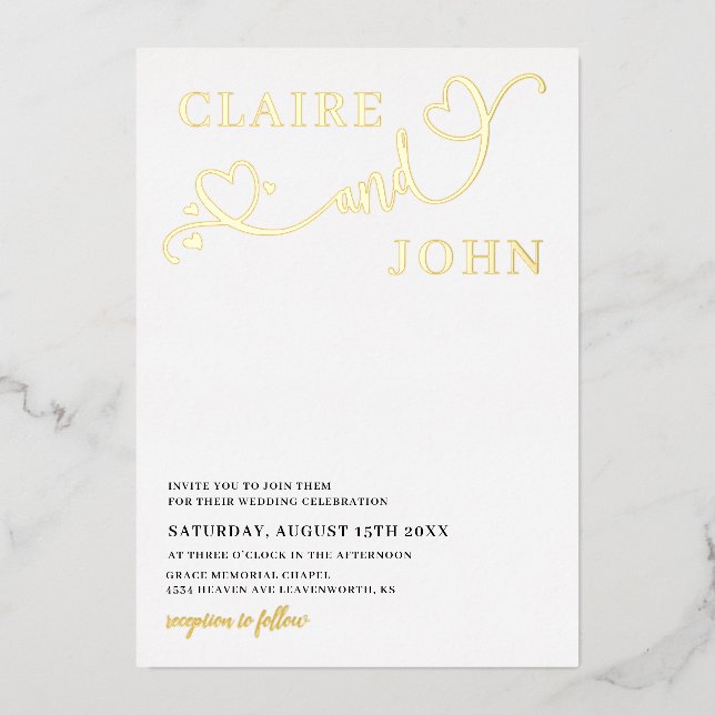 Heart Script Wedding Invitation (Front)