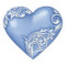 Heart Scroll Blue w White