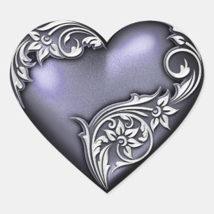 Heart Scroll Dark Violet Sticker