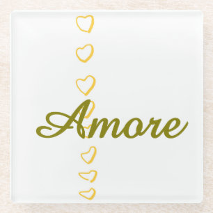 Heart Scroll  Glass Coaster
